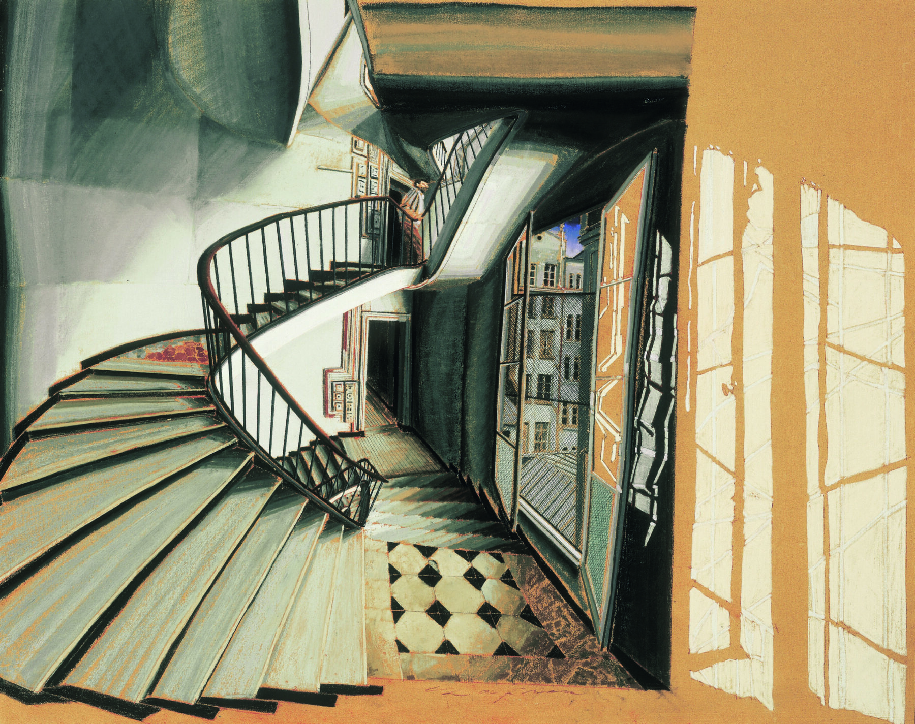 Sam Szafran (1934-2019), Σκάλα, 2002. Παστέλ σε χαρτί | 65 x 80 εκ.